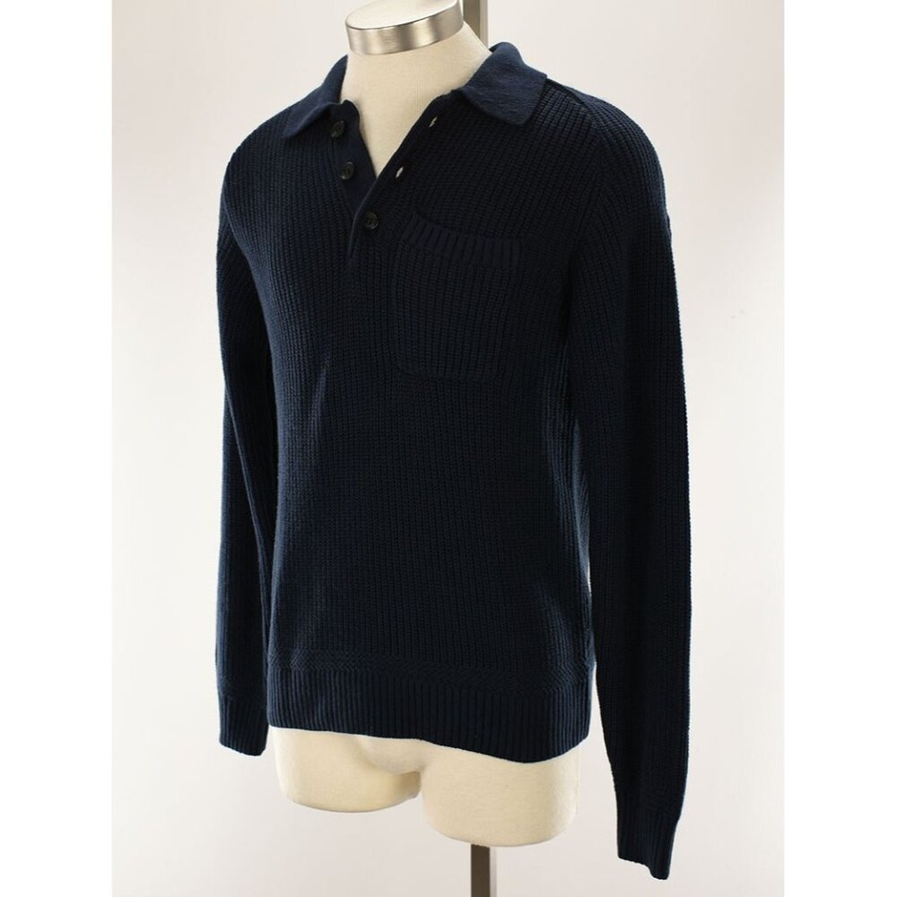 JOE'S JEANS COLLECTION Midnight RUBEN Navy Ribbed Knit Polo Sweater SMALL NWT